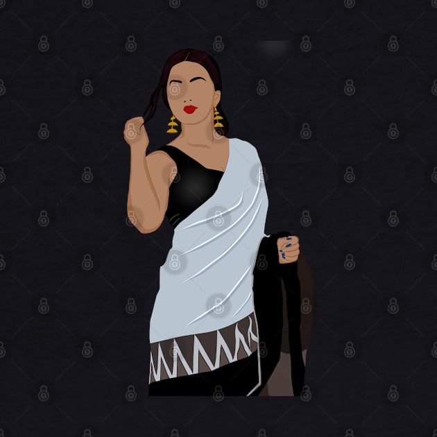 Faceless Indian woman in saree and sleeveless black blouse by The Shop Sparks